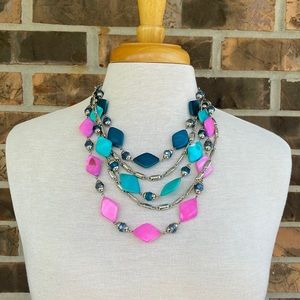 Blue and Purple Silver Layered Necklace